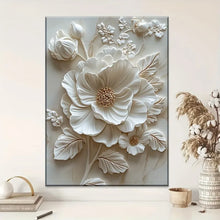 Load image into Gallery viewer, White Flower Wood Frame Canvas