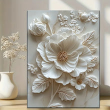 Load image into Gallery viewer, White Flower Wood Frame Canvas
