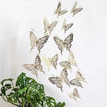 Load image into Gallery viewer, 3D Hollow Golden Silver Butterfly Wall Stickers
